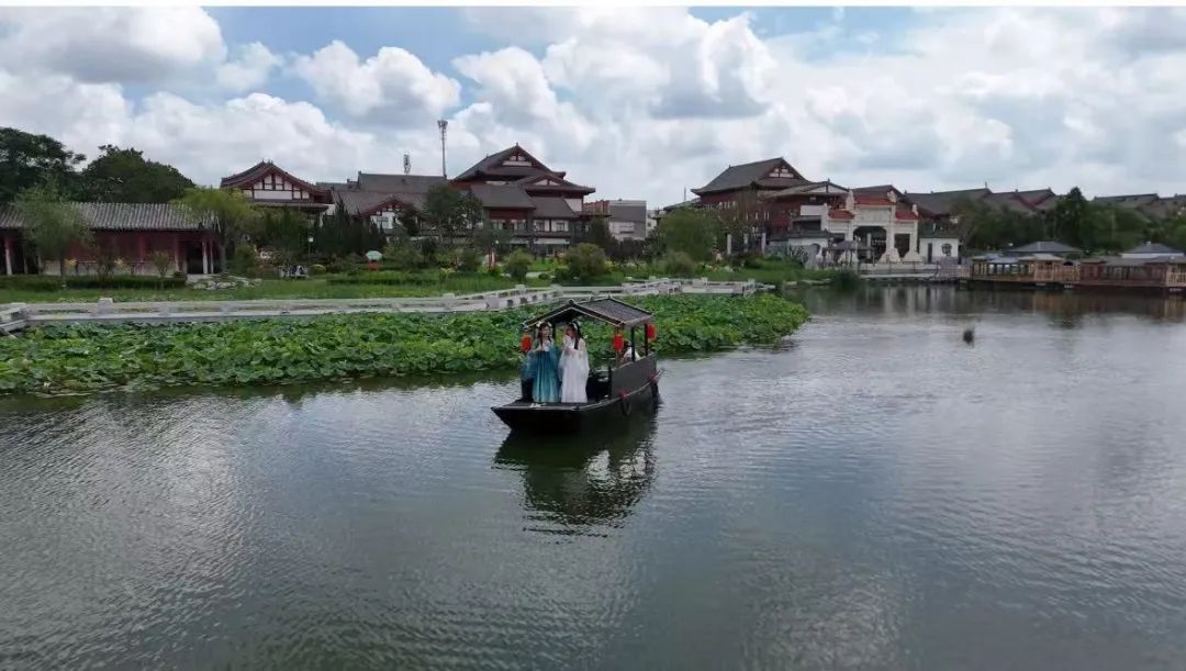 荷花湾畔赏塔影 ,九曲桥上品荷香