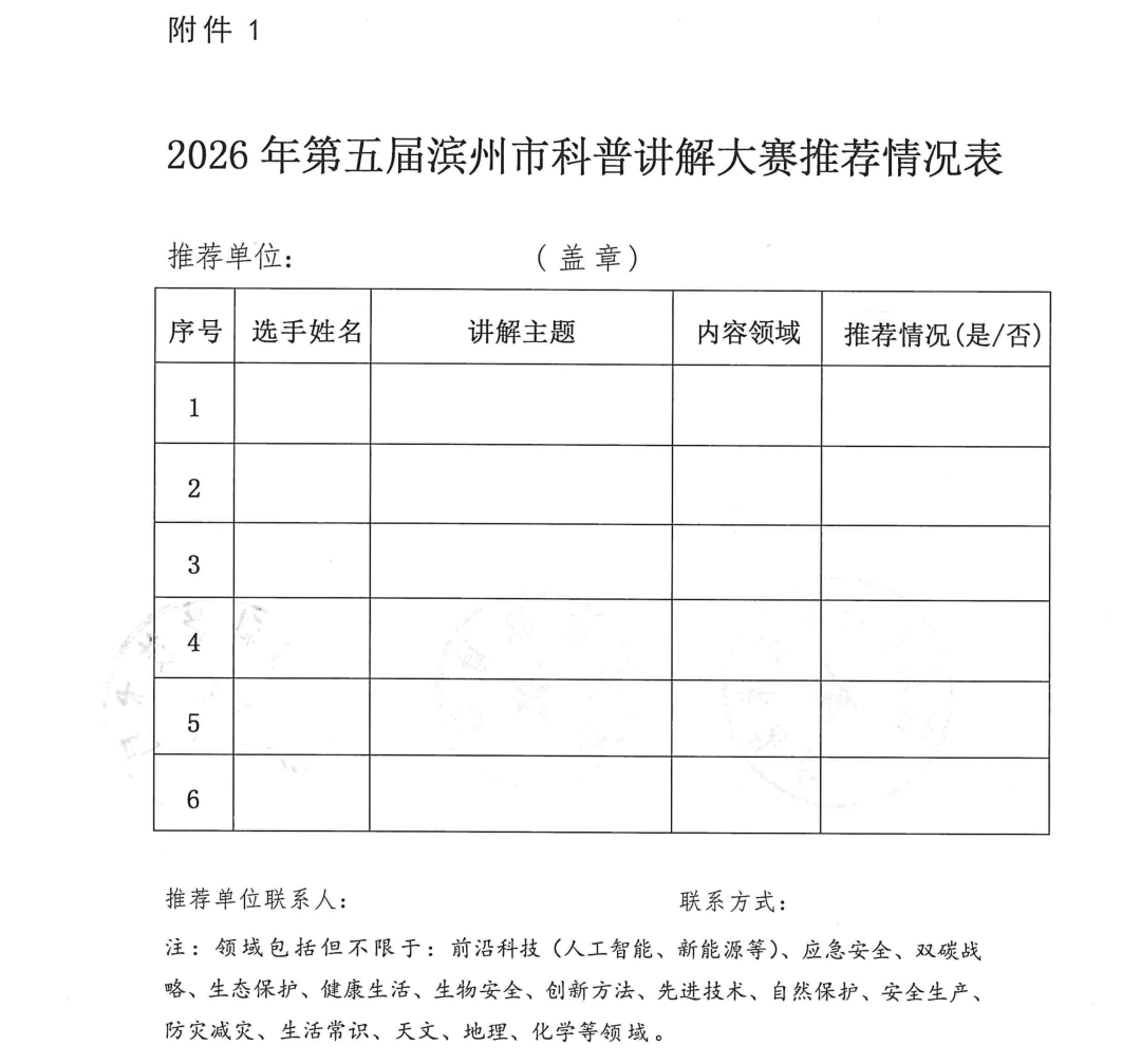 滨州市第五届科普讲解大赛无棣预选赛正式开启招募! 滨州市第五届科普讲解大赛无棣预选赛正式开启招募!